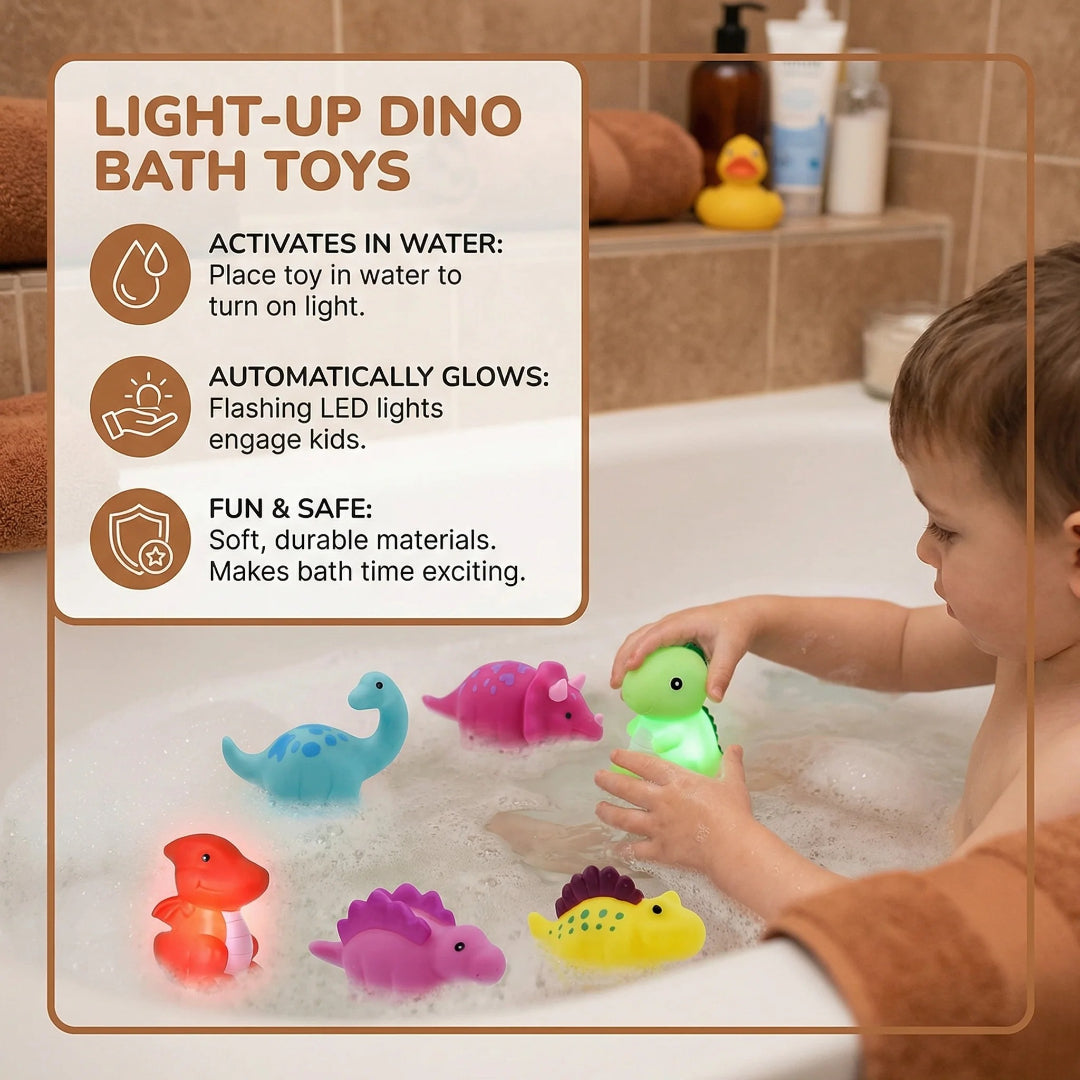 Dinozaur do kąpieli ze światłem LED – widok produktu 2 | Kidartsy