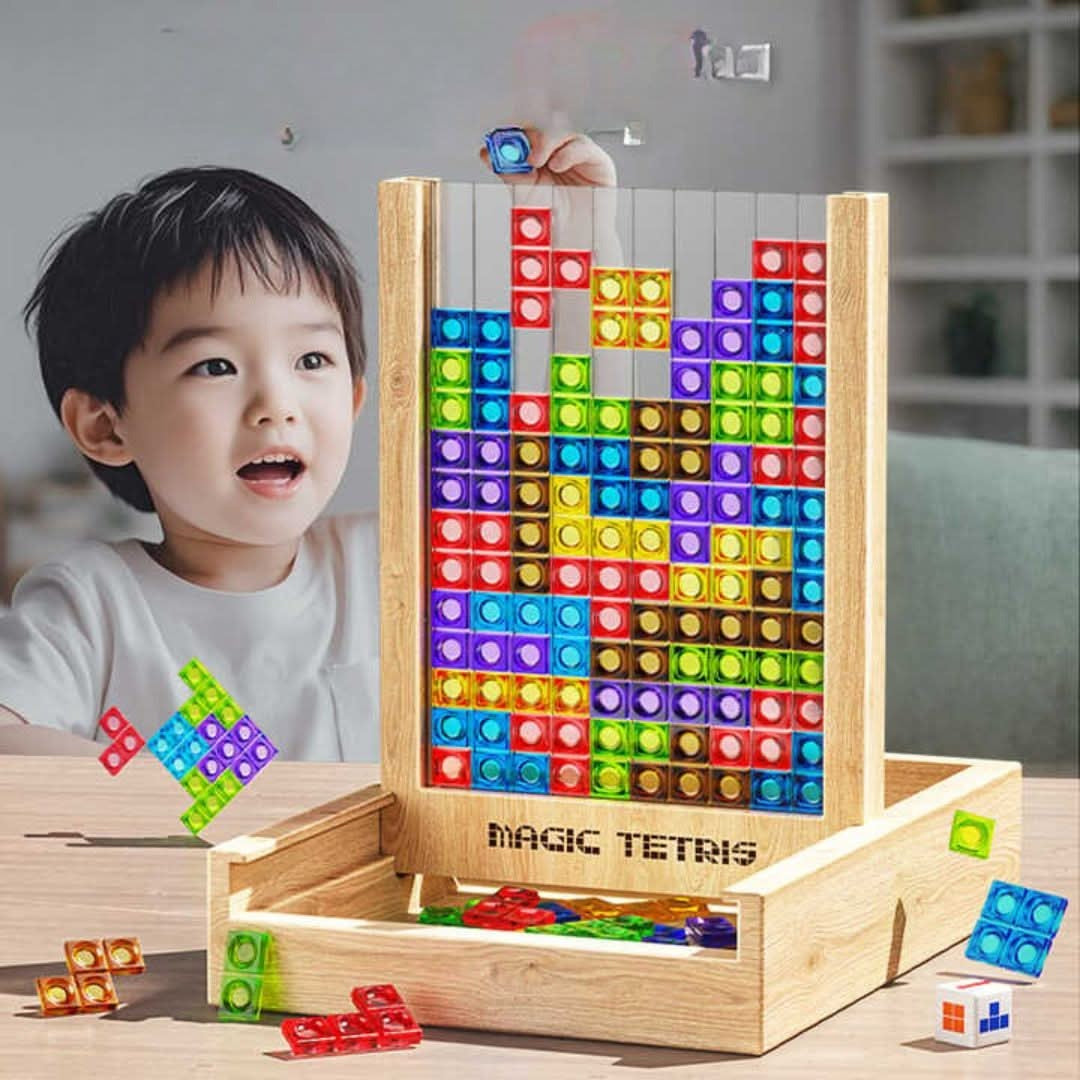 Drewniana Gra Planszowa W Stylu Tetris – Ekologiczny Zestaw Logiczny – widok produktu 4 | Kidartsy