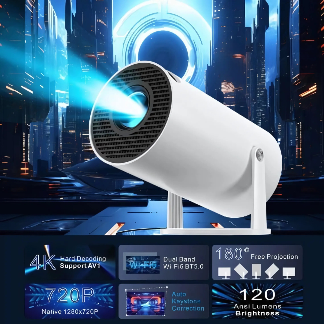 Mini projektor Bluetooth WiFi – obsługa 4K – widok produktu 4 | Kidartsy