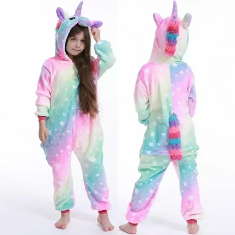 Piżama kigurumi z kapturem, jednorożec pastelowy