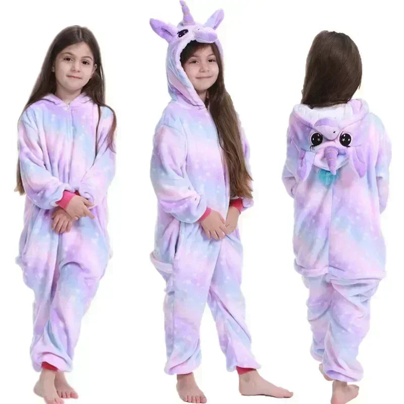 Piżama kigurumi z kapturem, jednorożec fioletowy