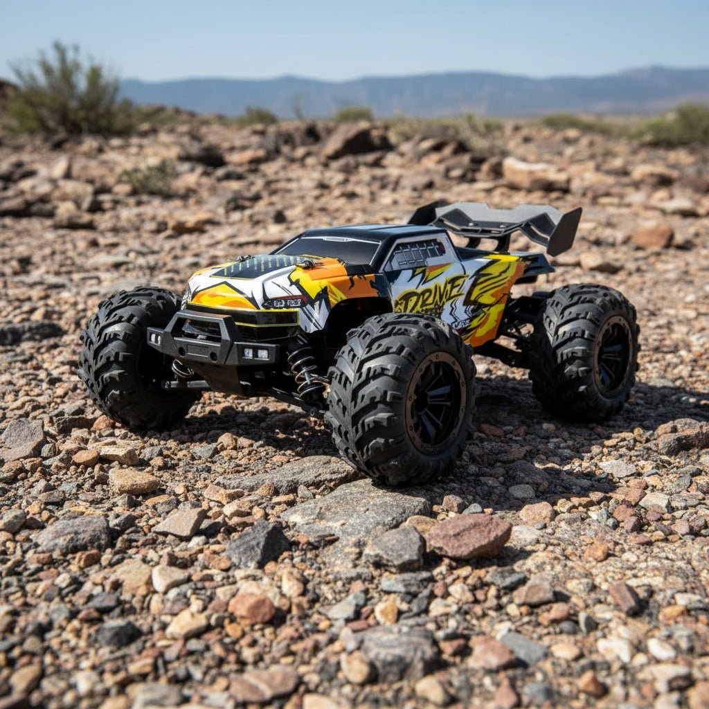 Samochód zdalnie sterowany 1:16 offroad, model na kamieniach