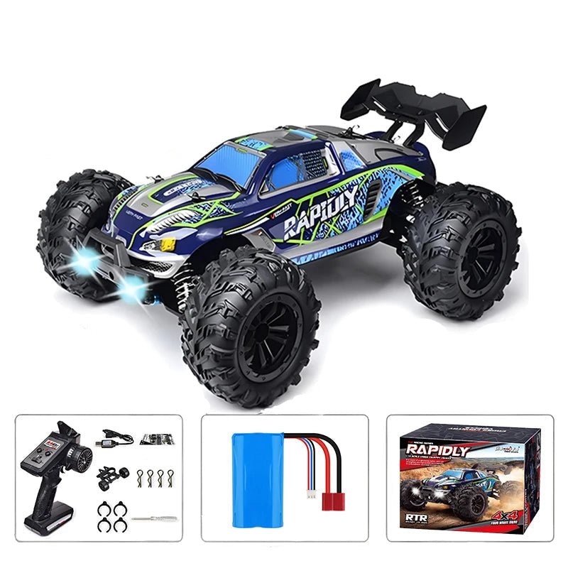 Samochód zdalnie sterowany 1:16 offroad, model niebieski z zestawem