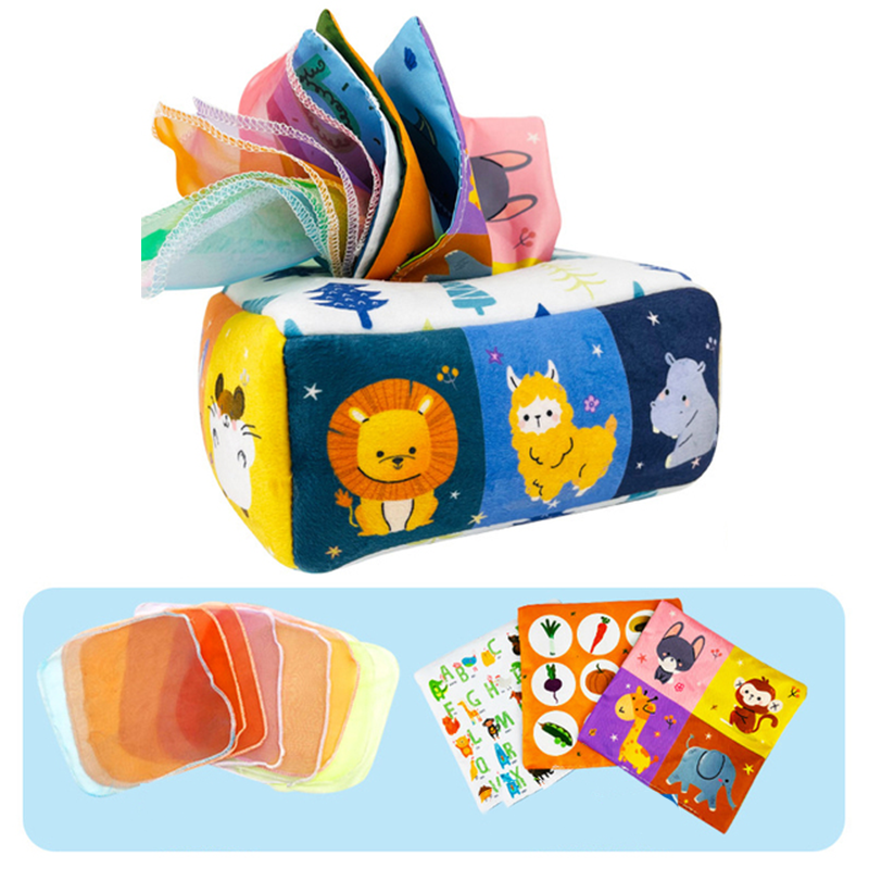 Sensoryczne pudełko z chusteczkami Montessori – zabawka dla niemowląt – widok produktu 6 | Kidartsy