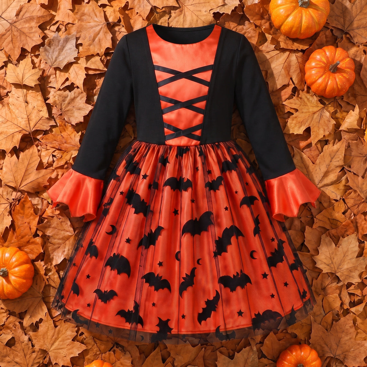 Sukienka na Halloween dla dziewczynki z tiulem w nietoperze, set inhoud