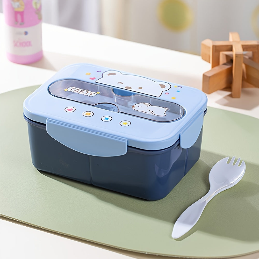 Szczelna lunchbox dla dzieci z 3 przegródkami – widok produktu 2 | Kidartsy