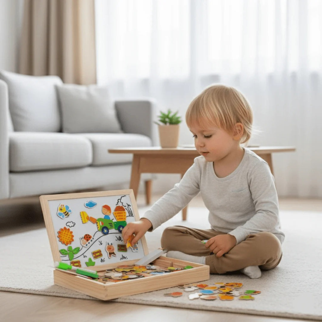 Tablica Montessori 2 W 1 Do Rysowania – Magnetyczna Tablica I Kredowa – widok produktu 2 | Kidartsy