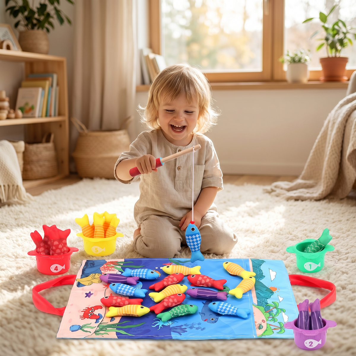 Zestaw do łowienia rybek Montessori – zabawka dla dzieci – widok produktu 2 | Kidartsy