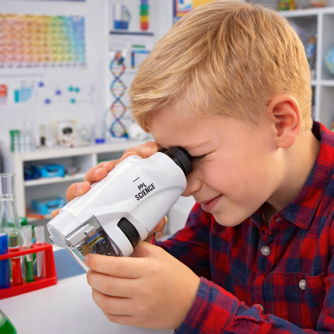 Kieszonkowy mikroskop dla dzieci z LED – Edukacyjne odkrywanie z bliska – widok produktu 5 | Kidartsy