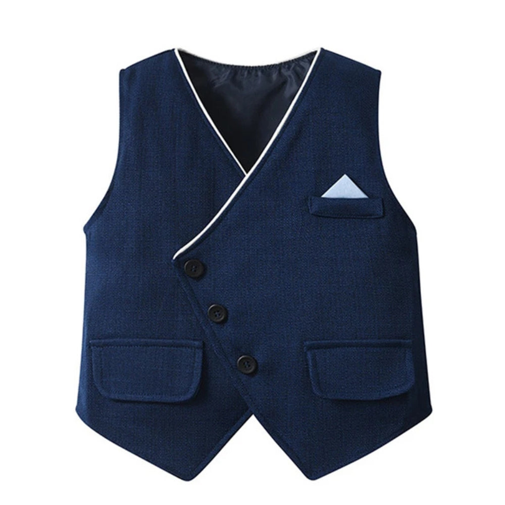 Komplet chłopięcy z kamizelką i muszką, kamizelka granatowa