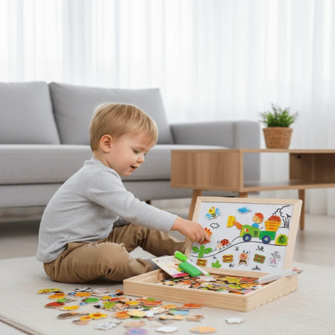 Tablica Montessori 2 W 1 Do Rysowania – Magnetyczna Tablica I Kredowa – widok produktu 1 | Kidartsy