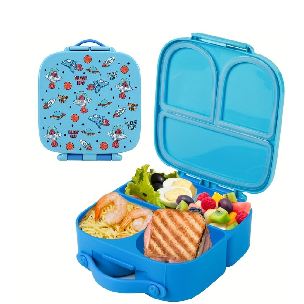 Wesoła lunchbox dla dzieci z 4 przegródkami i wyjmowanym separatorem – widok produktu 5 | Kidartsy